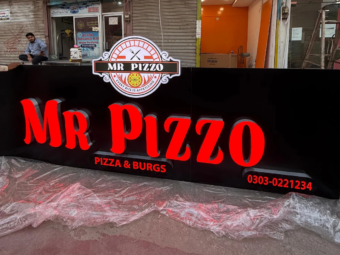 MR Pizzo 3D channel letter signboard in Multan